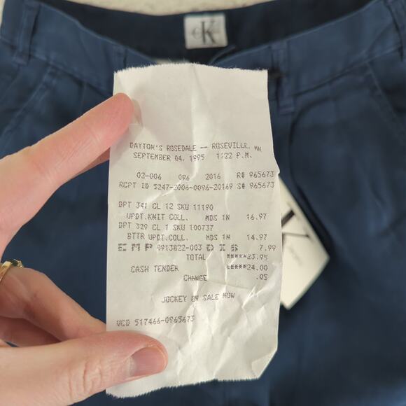 Vintage 90s Calvin Klein Pleated Pants Navy Blue Tapered Leg Women's 6 High-rise - Picture 11 of 11